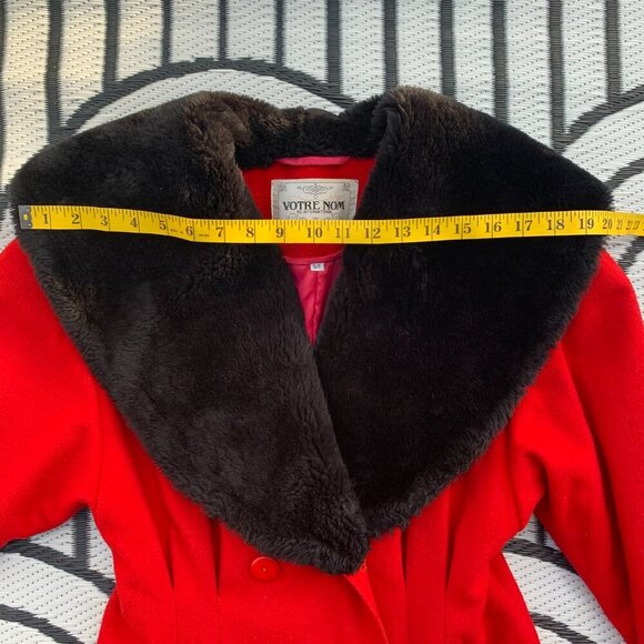 Vintage Votre Nom Penny Lane Coat Wool Faux Fur Double Breasted Overcoat - Picture 13 of 16